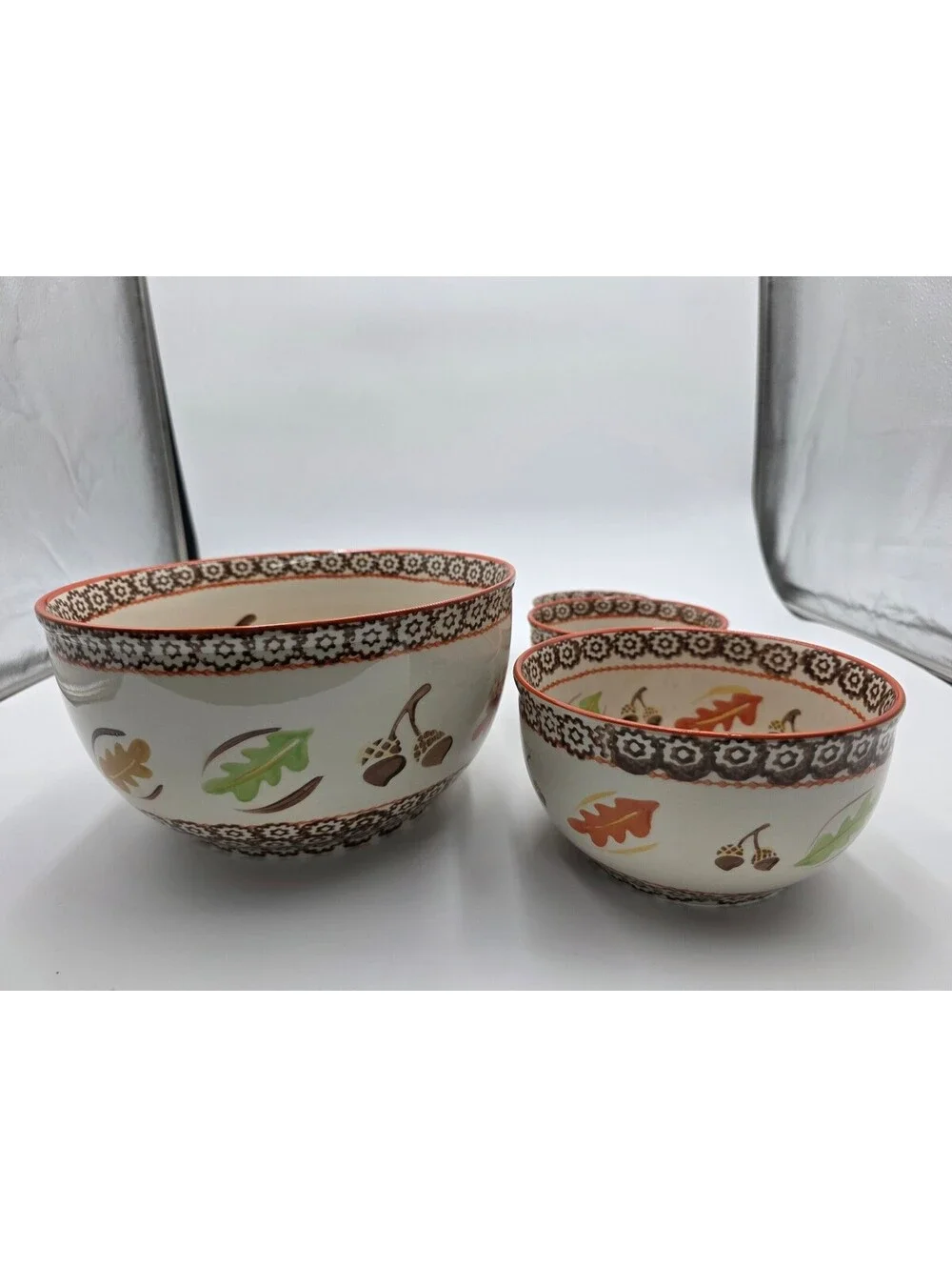 Temp-tations Presentable Ovenware Bowls Set with Autumn Leaf and Acorn Design